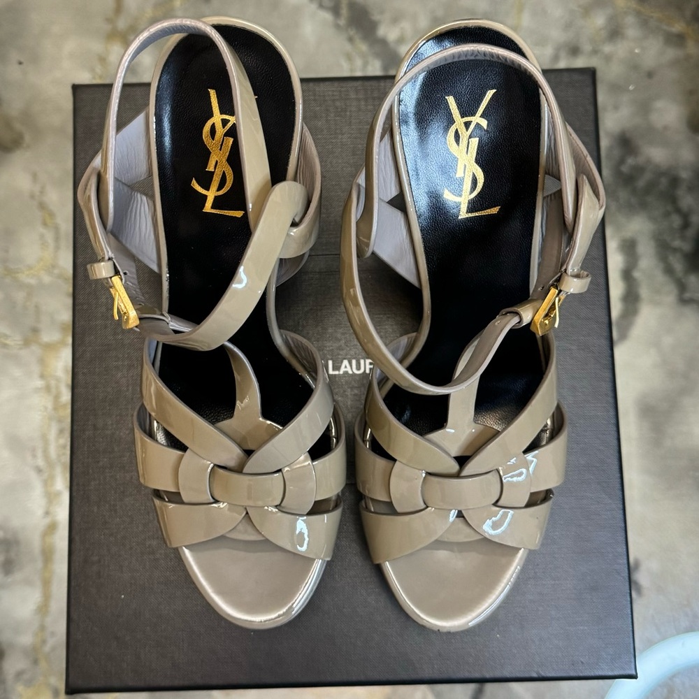Yves Saint Laurent (FOG) Patent Tribute Platform Sandals 105mm Size 40.5 - Picture 2 of 7